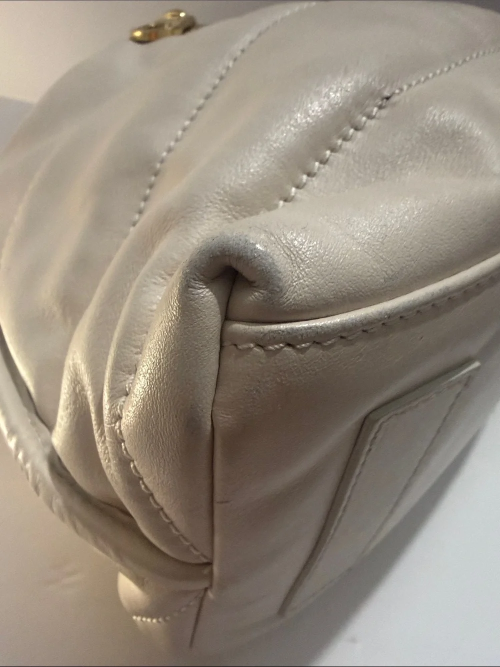 Moncler Amandine Borsa White Leather Puffer Satchel
